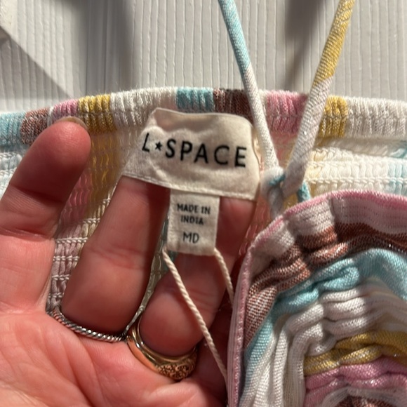 NWT! L Space Blue Skies Striped Cut Out Crop Halter Tube Top M - Picture 6 of 8